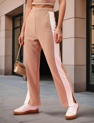 AA-HA! Regular Fit Women Beige, White Trousers