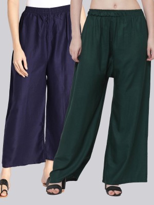 VALLES365 by S.c. Flared Women Dark Green, Dark Blue Trousers