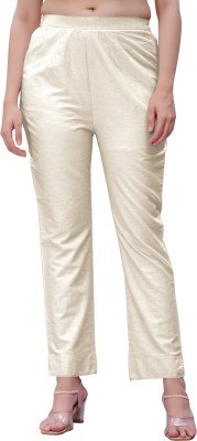 Glomee Regular Fit Women White Trousers