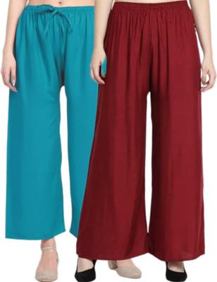 VESTMENT Loose Fit Women Blue, Maroon Trousers