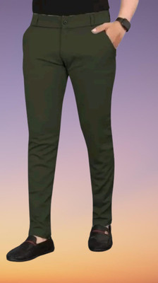 Nk staylish Slim Fit Men Green Trousers