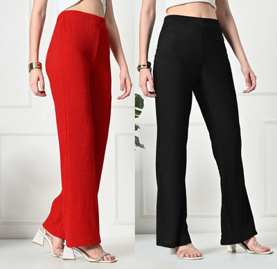 GLADLY Regular Fit Women Red, Black Trousers