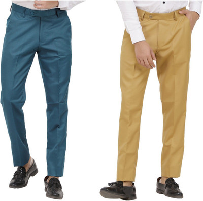 LAHSUAK Regular Fit Men Dark Blue, Khaki Trousers