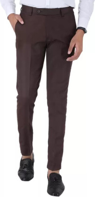 SHREEAARVI Regular Fit Men Brown Trousers