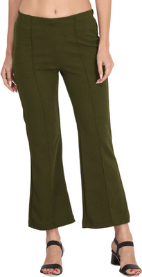 CLOTHINK India Flared Women Green Trousers