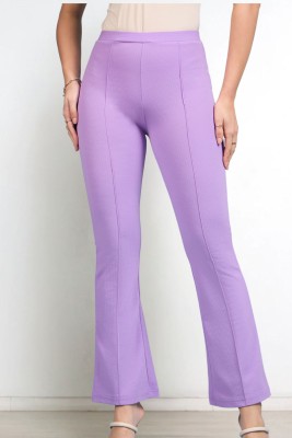 Dressberry Regular Fit Women Purple Trousers