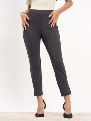 SALT ATTIRE Slim Fit Women Grey Trousers