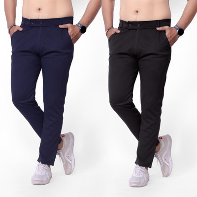 UZARSTYLE Slim Fit, Regular Fit Men Black, Blue Trousers