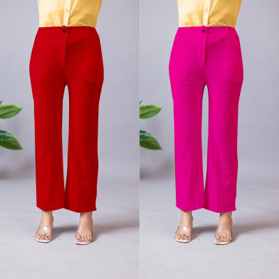INDIANRANG Regular Fit Women Red, Pink Trousers