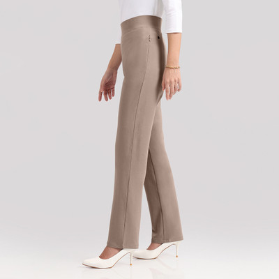 BlissClub AM:PM Cotton Straight Pants - Tall Straight Fit Women Cream Trousers