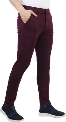 lapataclub Slim Fit Men Maroon Trousers