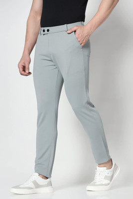 XZEEZZ Regular Fit Men Silver Trousers