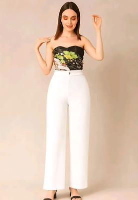 MSTRADERS Straight Fit Women White Trousers