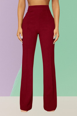 AKOTTY Regular Fit Women Maroon Trousers