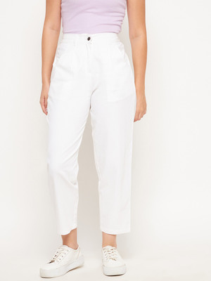WineRed Regular Fit Women White Trousers