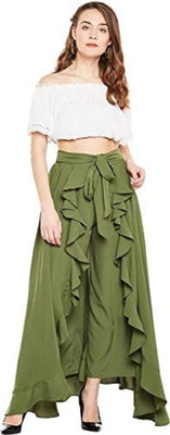 SSC EXPORT Flared Women Light Green Trousers