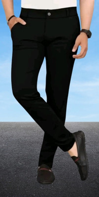 CIVIRASTYLE Slim Fit Men Black Trousers