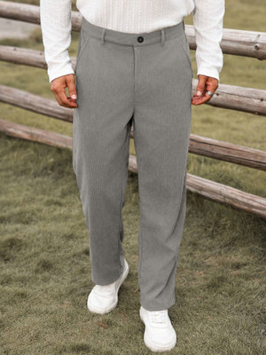 Rajovati Slim Fit Men Silver Trousers