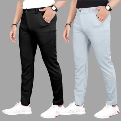 KENDORE Regular Fit Men Black, Silver Trousers