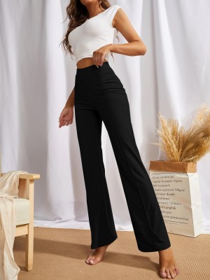 FUBACK Regular Fit Women Black Trousers