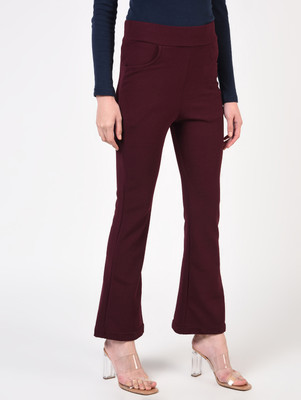 FLOREOS Flared Women Purple Trousers