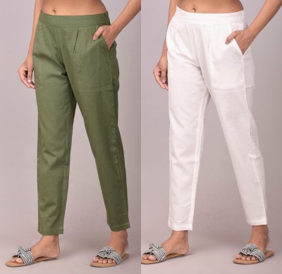 Tanusiya Regular Fit Women Green, White Trousers