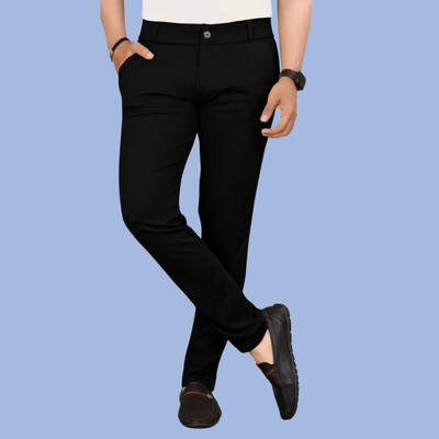 Raienterprises Slim Fit Men Black Trousers