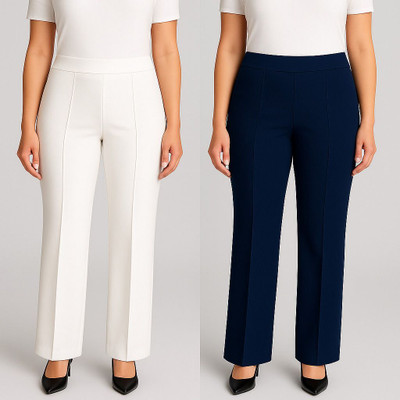 KARIMA INETERNATIONAL Regular Fit Women White, Dark Blue Trousers