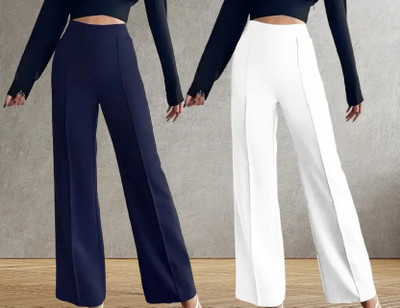 Parona Regular Fit Women Blue, White Trousers