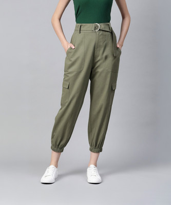 Popnetic Regular Fit Women Green Trousers