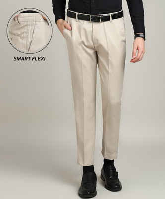 PROVOGUE Slim Fit Men Cream Trousers
