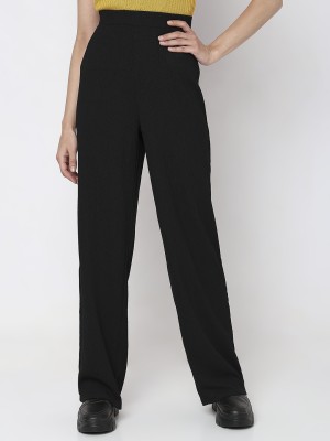 VERO MODA Regular Fit Women Black Trousers