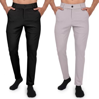 A1 SQUARE Regular Fit Men Black, Grey Trousers