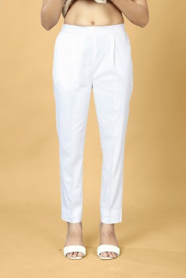Stylish Fashion Regular Fit Women White Trousers