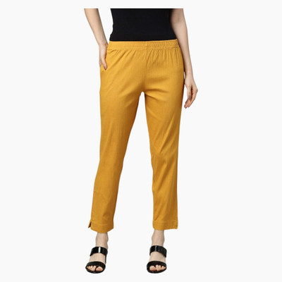 High Glitz Regular Fit Women Yellow Trousers