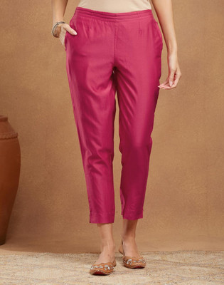 Fabindia Regular Fit Women Pink Trousers