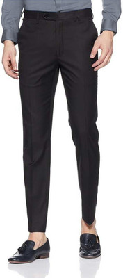 ELANHOOD Men Regular Fit Black Viscose Rayon Formal Trousers / Formal Pant Regular Fit Men Black Trousers