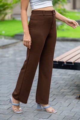 SAKHWALA Straight Fit Women Brown Trousers