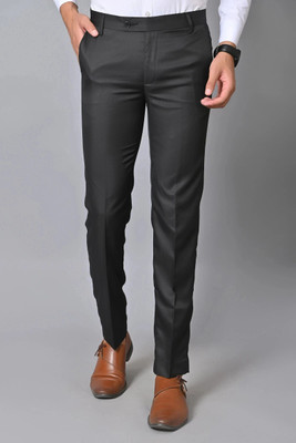 ALMONDS Regular Fit Men Black Trousers