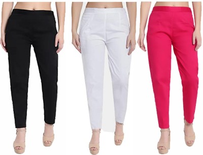 LOVO Regular Fit Women Black, White, Pink Trousers