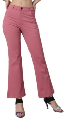 fithub Flared Women Pink Trousers