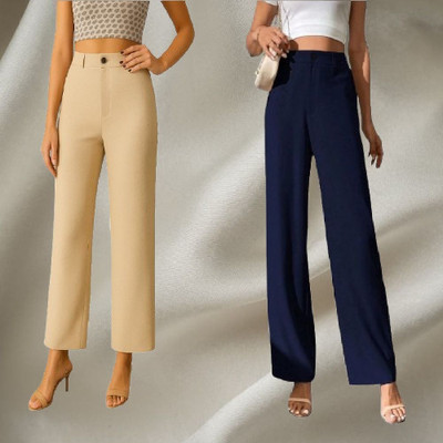 KARIMA INETERNATIONAL Regular Fit Women Maroon, Black Trousers