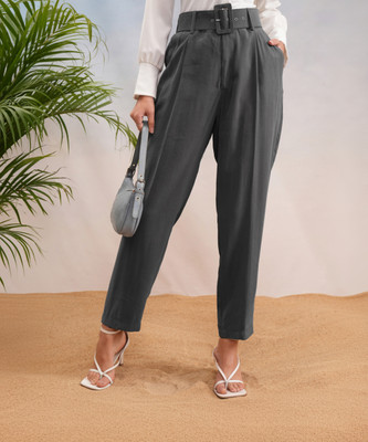 Tokyo Talkies Straight Fit Women Grey Trousers
