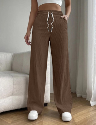 Povaxpo Loose Fit Women Brown Trousers