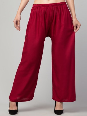 Yomoto Relaxed Women Maroon Trousers