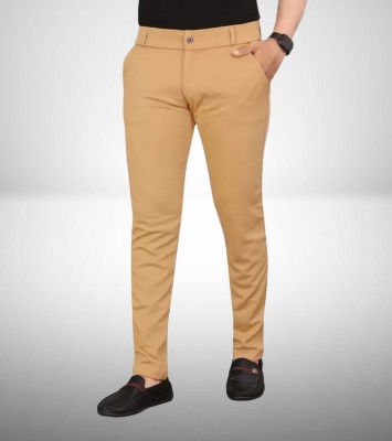 GIRIRAJ CREATION Slim Fit Men Gold Trousers