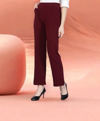 fithub Regular Fit Women Maroon Trousers