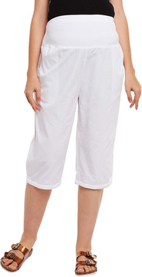 OXOLLOXO Women's Cotton Maternity Culottes (White_Medium) Regular Fit Women White Trousers