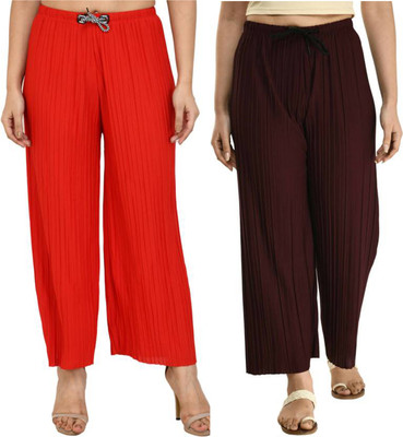 KITKET FASHION Flared Women Red, Brown Trousers