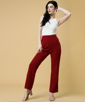 Doil Domec Straight Fit Women Maroon Trousers